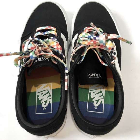 Vans Old Skool I Am Proud LGBTQ Pride Black Rainbow Skate Platform Sneakers - Picture 5 of 15